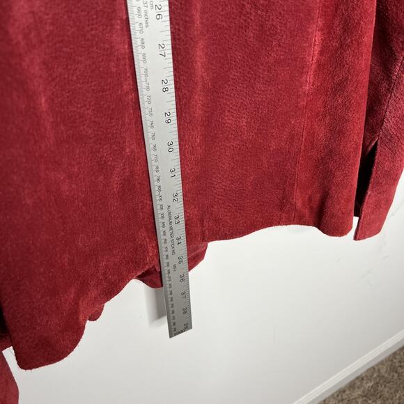 Relativity Jacket Womens XL Red Genuine Suede Leather Button Front Lined‎ - Picture 7 of 10